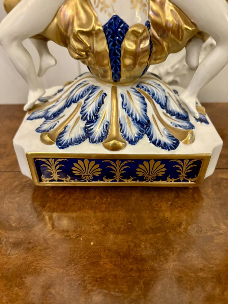 Outstanding Quality Large Antique Victorian French Porcelain and Gilded Metal Clock Set - Image 11